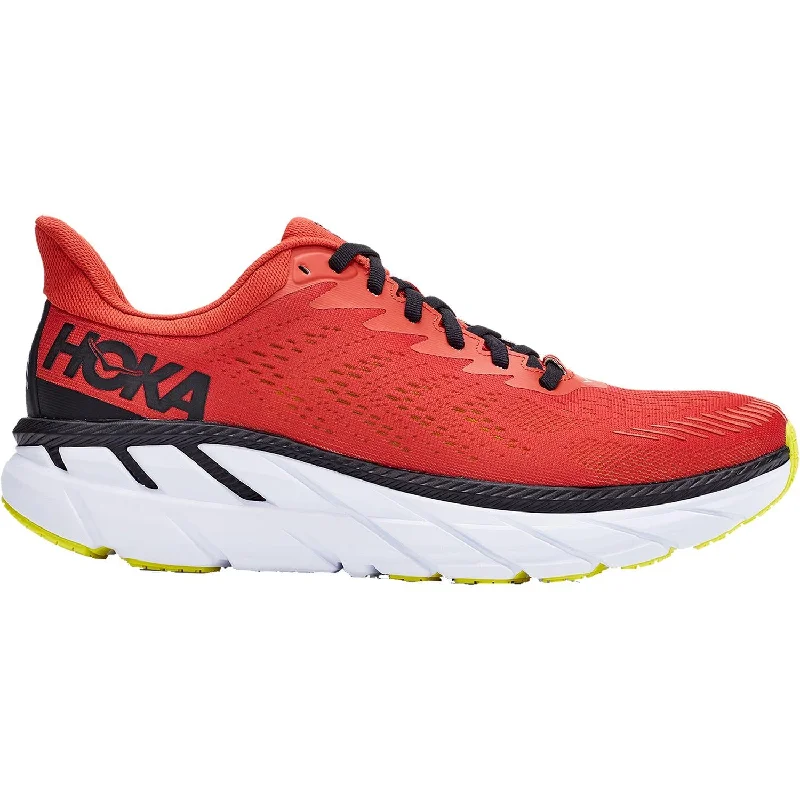 Men's Hoka One One Clifton 7 Chili/Black Mesh Ivy League Loafer Look 
