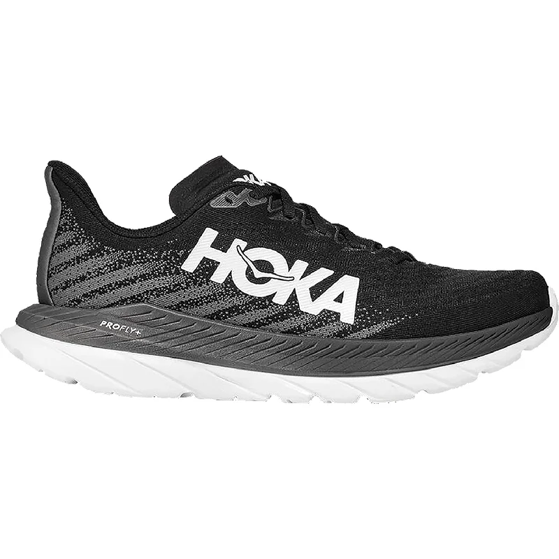 Women's Hoka One One Mach 5 Black/Castlerock Mesh Business Monk Strap Style  