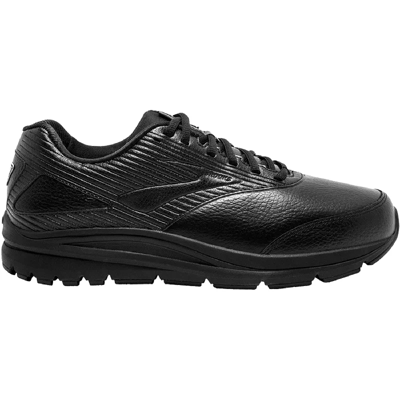 Women's Brooks Addiction Walker 2 Black/Black Leather Leather Driving Shoe Style  