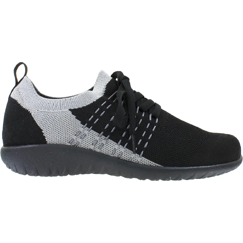 Women's Naot Tama Black/Grey Knit Fabric Moccasin Soft - Sole Style  
