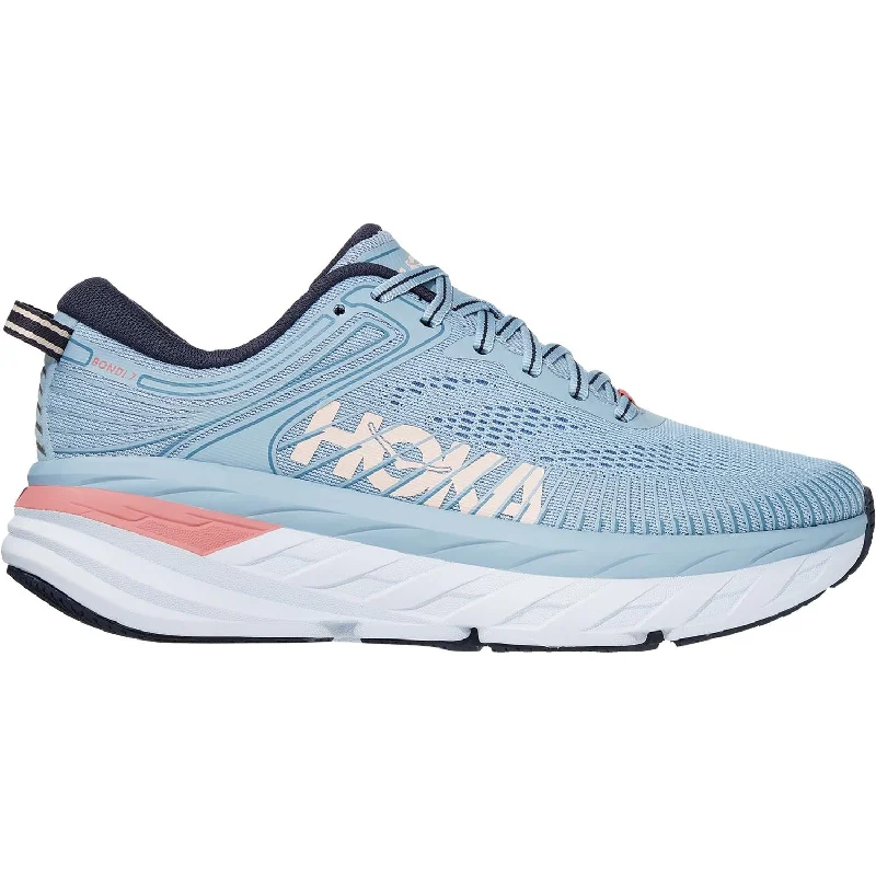 Women's Hoka One One Bondi 7 Blue Fog/Ombre Blue Mesh Mod Oxford Design  