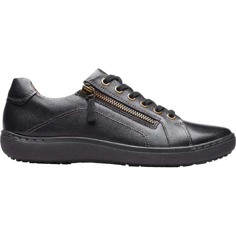 Women's Clarks Nalle Lace Black Leather Striped Shoe Style  