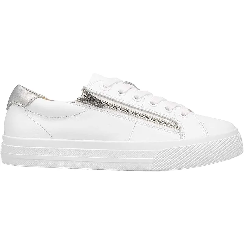 Women's Taos Z Soul Lux White/Silver Leather Retro Plimsoll Style  