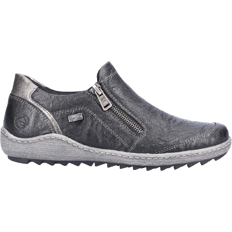Women's Remonte R1428-03 Liv 28 Black/Silver Leather Patchwork Shoe Aesthetic  