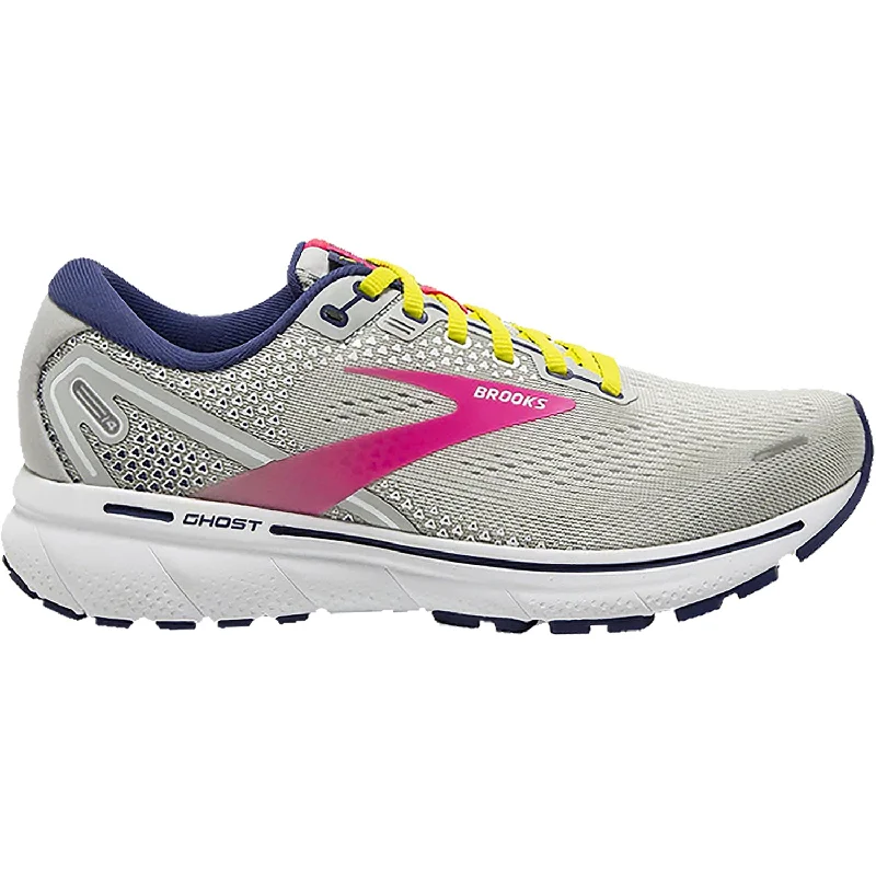 Women's Brooks Ghost 14 Grey/Pink/Sulphur Spring Mesh Embroidered Cowboy Boot Design Women's Brooks Ghost 14 Grey/Pink/Sulphur Spring Mesh Embroidered Cowboy Boot Design