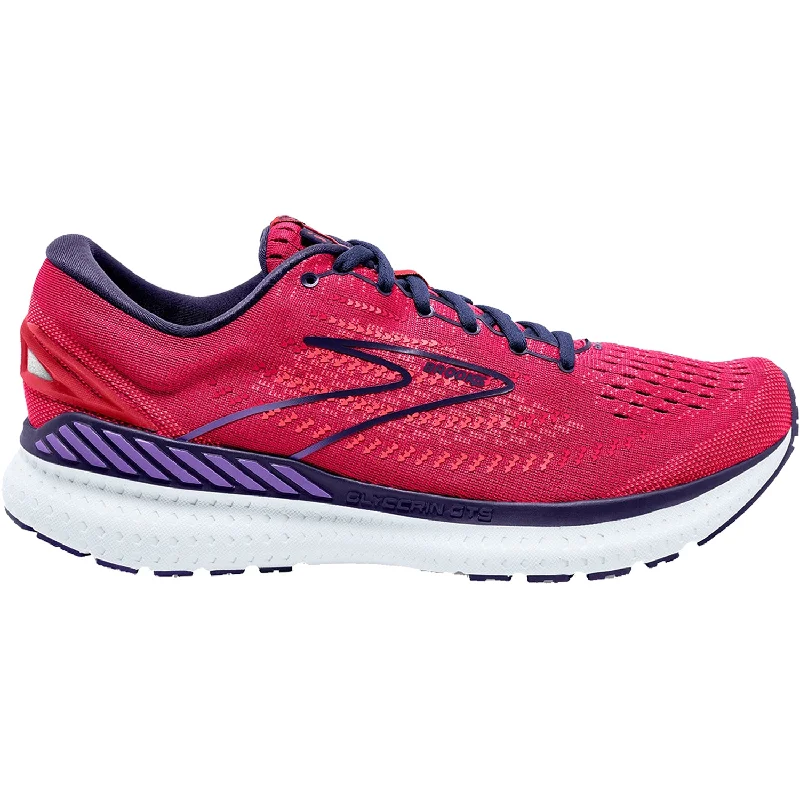 Women's Brooks Glycerin GTS 19 Barberry/Purple/Calypso Mesh Inflatable Shoe Look 