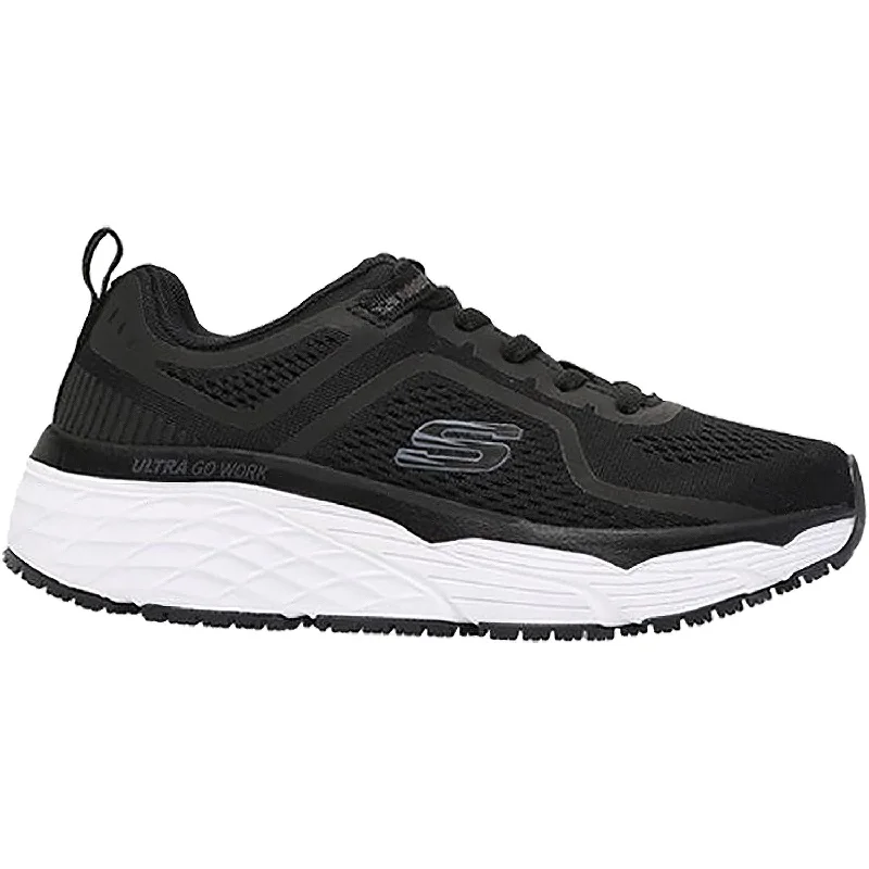 Women's Skechers Max Cushioning Elite Black/White Fabric Desert Boot Utility Style  