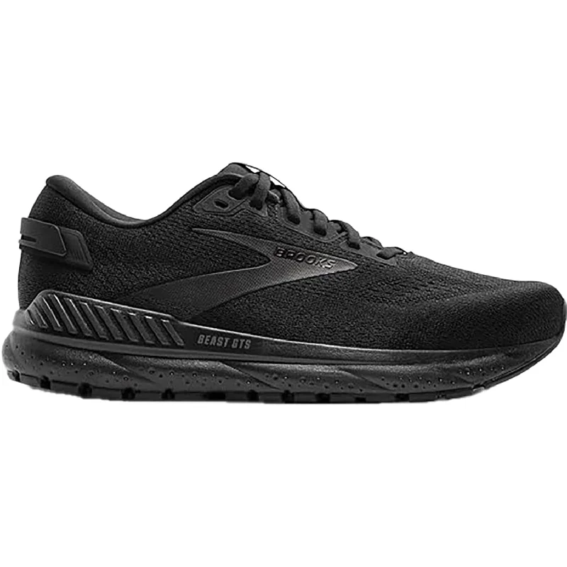 Men's Brooks Beast GTS 24 Black/Black/Ebony Mesh Neon - Accent Sneaker Look  