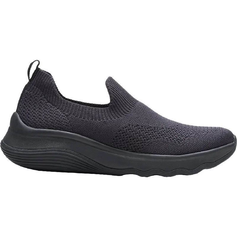 Women's Clarks Cloudsteppers Circuit Path Black Knit Fabric Inflatable Shoe Look 