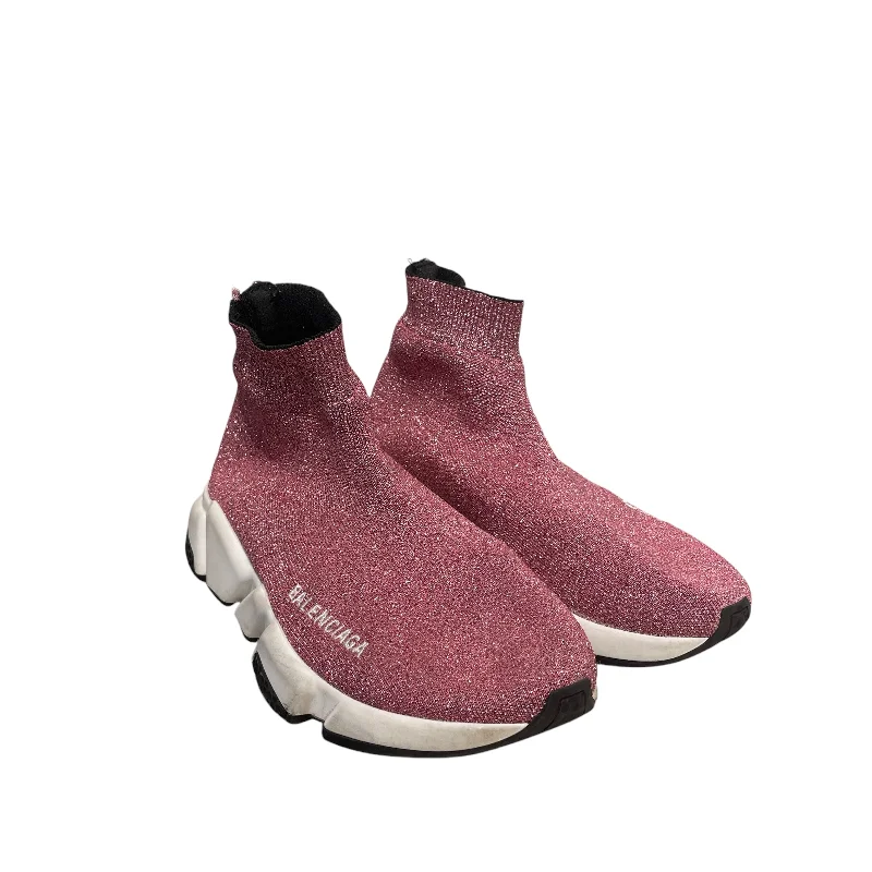 BALENCIAGA/Hi-Sneakers/EU 36/Glitter/PNK/SOCK SPEED TRAINER Tailored Oxford Style 