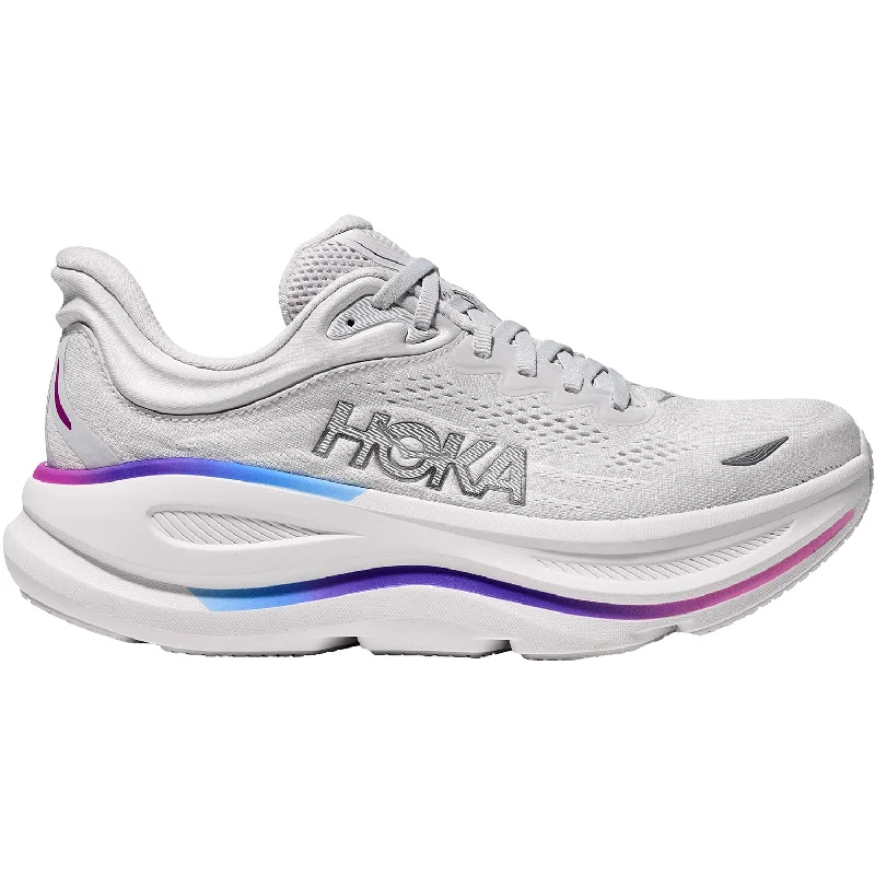 Women's Hoka Bondi 9 Cosmic Grey/White Mesh Quilted Shoe Design  