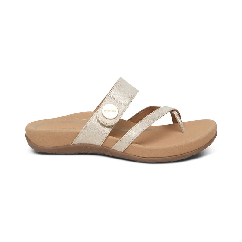 WOMEN'S AETREX IZZY ADJUSTABLE SLIDE SANDAL | LIGHT / GOLD Embroidered Cowboy Boot Design  