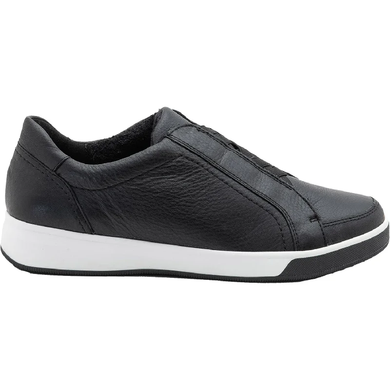 Women's Ara Rei Low Slip-On Black Leather Two - Tone Shoe Design  
