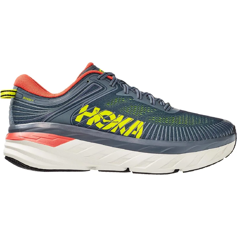 Men's Hoka One One Bondi 7 Turbulence/Chili Mesh Rubber - Sole Plimsoll Look  