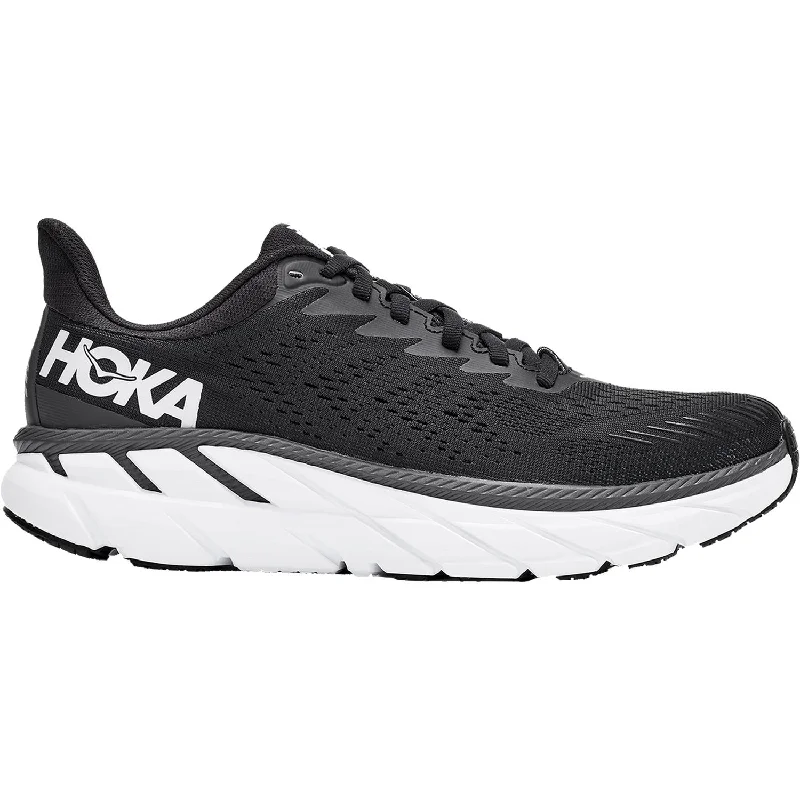 Women's Hoka One One Clifton 7 Black/White Mesh Elastic - Sided Chelsea Look  