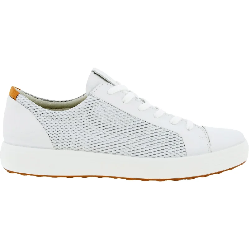Men's Ecco Soft 7 City Sneaker White/Lion Leather Smart - Shoe Functionality Style  
