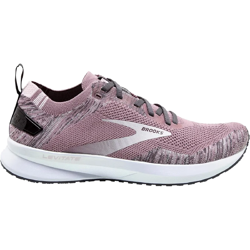 Women's Brooks Levitate 4 Blackened Pearl/Metallic/Primrose Mesh Embroidered Cowboy Boot Design  