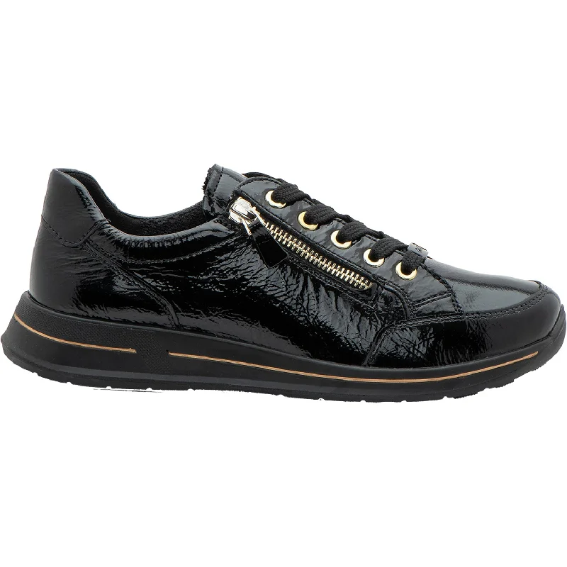 Women's Ara Oleanna Black Patent Hiking Boot Durability Style  