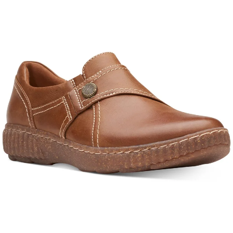 Clarks Womens Caroline Pearl Solid Faux Leather Loafers Ankle - High Military Boot Style  