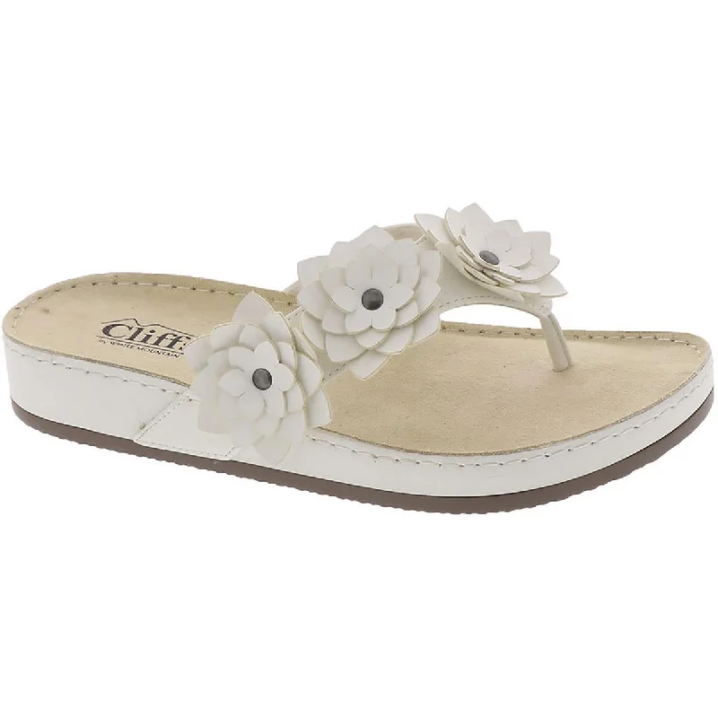 Cliffs by White Mountain Womens Hot Spot Faux Leather Floral Slide Sandals Mod Oxford Design  