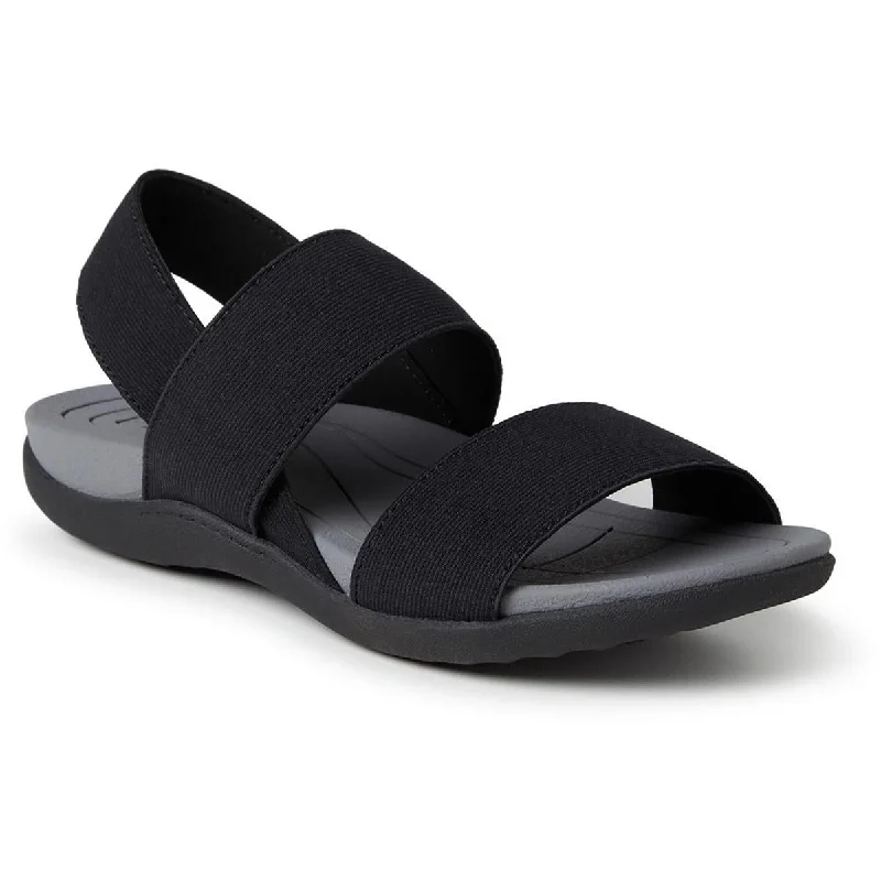 Dearfoams Womens Memory Foam Cushioned Footbed Slide Sandals Memory - Foam Slipper Look  