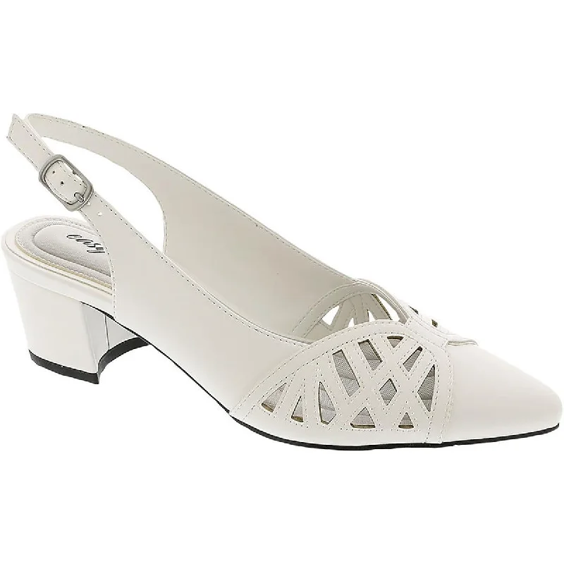 Easy Street Womens Bizzy Faux Leather Slingback Heels Lightweight Tennis Sneaker Look  