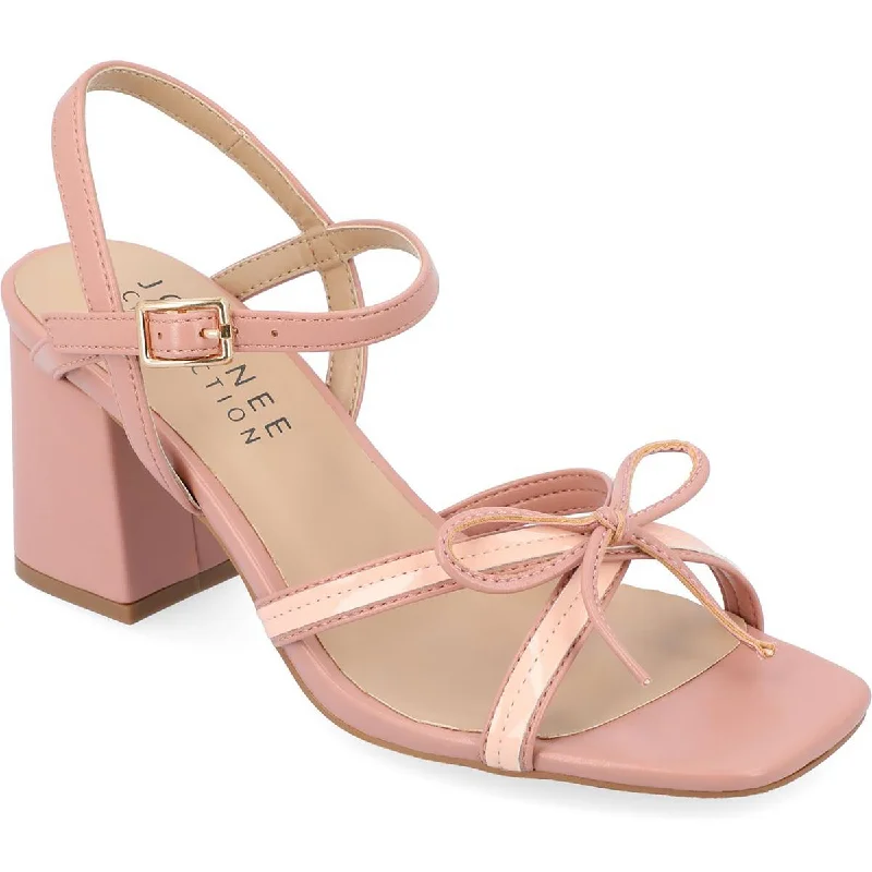 Journee Collection Womens Bow Faux Leather Ankle Strap Open - Lacing Derby Look  