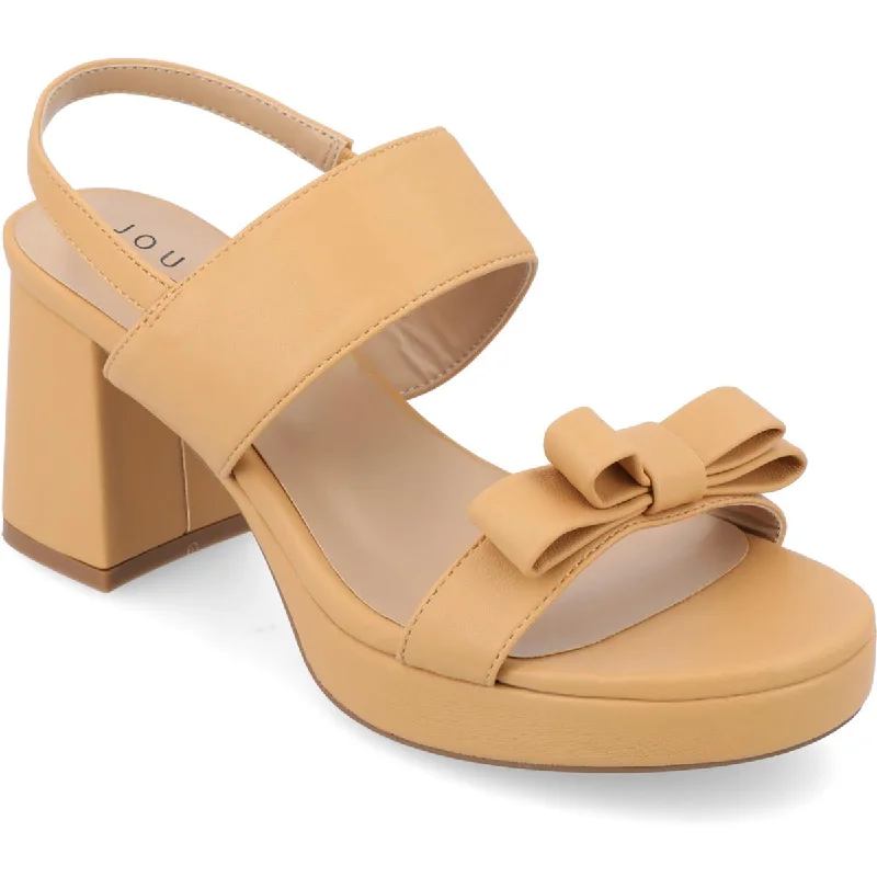Journee Collection Womens Brookan Faux Leather Round Toe Block Heel Casual Loafer Style          