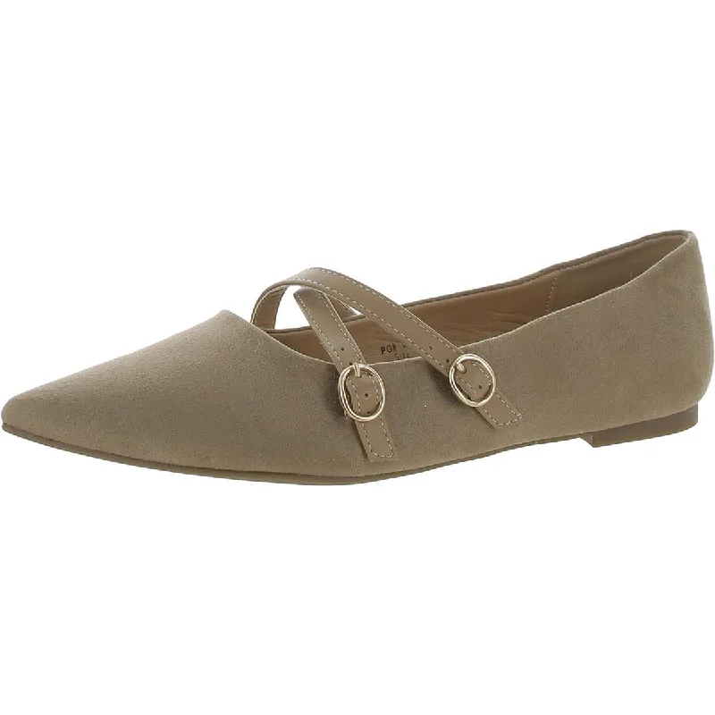 Journee Collection Womens Faux Suede Pointed Toe Mary Janes Tassel Driving Shoe Look 
