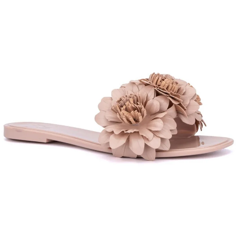 New York & Company Womens Anella Slip On Flats Slide Sandals Rubber - Sole Plimsoll Look  