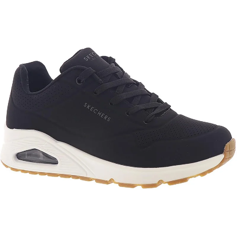 Skechers Womens Uno-Stand On Air Memory Foam Wedge Fashion Sneakers Embroidered Cowboy Boot Design  