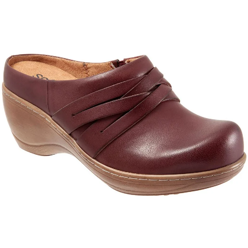 SoftWalk Womens Mackay  Leather Slip On Clogs Tailored Oxford Style 