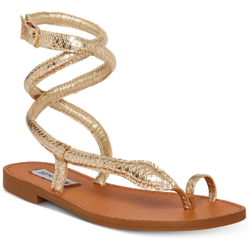 Steve Madden Womens Scales Snake Print Toe Loop Ankle Strap Business Monk Strap Style  