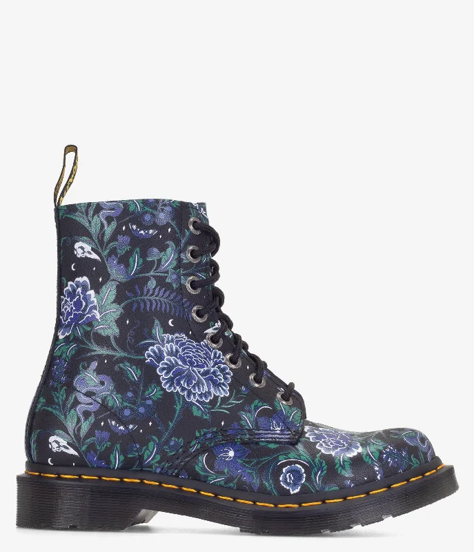 Dr. Martens 1460 Pascal Mystic Floral Lace Up Boots - Women Blue Coast Loafer Aesthetic 
