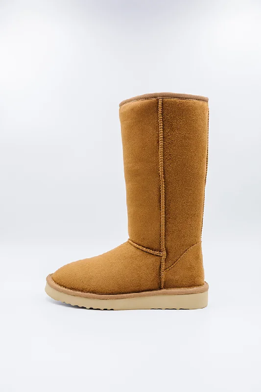 PAWJ Tall Boot | Chestnut Retro Plimsoll Style  