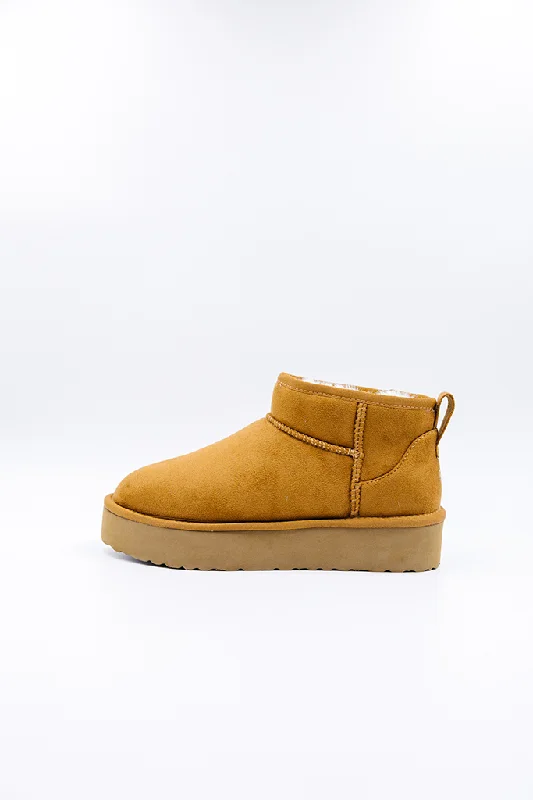 PAWJ Ultra Mini Platform Boot | Chestnut / Aspen Snow Open - Lacing Derby Look  