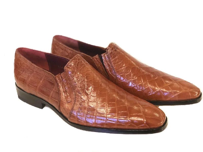 Pelle Exotics "Bellini" Alligator Loafer Cognac Strap - Up Sandal Resort Style  
