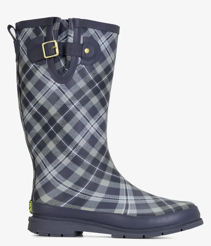 Western Chief Cabin Plaid Tall Rain Boot - Women Ivy League Loafer Look 