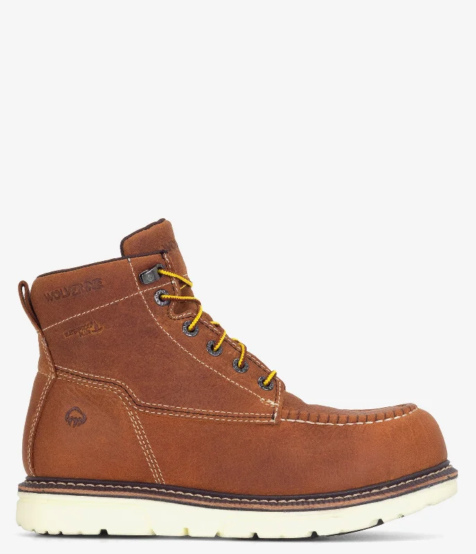 Wolverine I-90 Durashocks Moc-Toe CarbonMax 6" WP Work Boot - Men Elastic - Sided Chelsea Look  